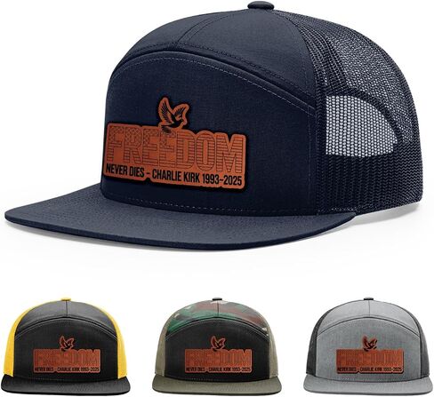 Freedom Never dies Charlie kirk 1993-2025 Hat, Justice for Charlie Kirk Hat, 168 Style Trucker Leather Patch Hat for Men & Women, 7 Panel Baseball Cap with Snapback Enclosure in Saudi Arabia