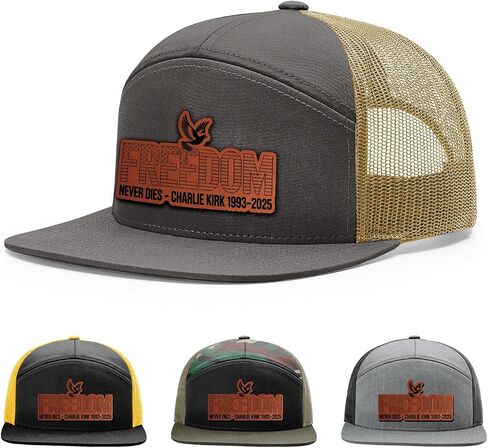 Freedom Never dies Charlie kirk 1993-2025 Hat, Justice for Charlie Kirk Hat, 168 Style Trucker Leather Patch Hat for Men & Women, 7 Panel Baseball Cap with Snapback Enclosure in Saudi Arabia