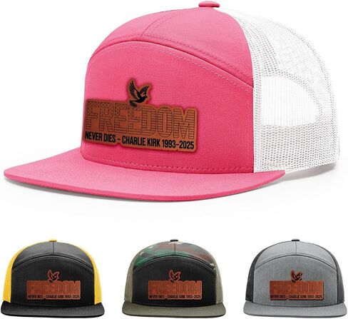 Freedom Never dies Charlie kirk 1993-2025 Hat, Justice for Charlie Kirk Hat, 168 Style Trucker Leather Patch Hat for Men & Women, 7 Panel Baseball Cap with Snapback Enclosure in Saudi Arabia