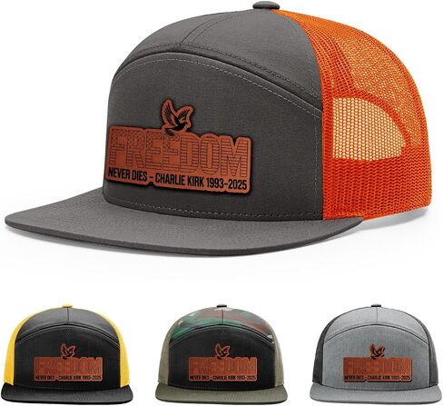 Freedom Never dies Charlie kirk 1993-2025 Hat, Justice for Charlie Kirk Hat, 168 Style Trucker Leather Patch Hat for Men & Women, 7 Panel Baseball Cap with Snapback Enclosure in Saudi Arabia