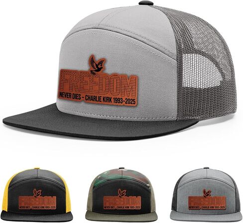 Freedom Never dies Charlie kirk 1993-2025 Hat, Justice for Charlie Kirk Hat, 168 Style Trucker Leather Patch Hat for Men & Women, 7 Panel Baseball Cap with Snapback Enclosure in Saudi Arabia