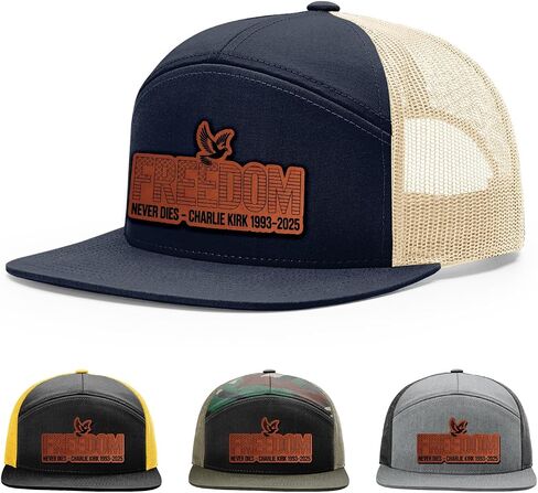 Freedom Never dies Charlie kirk 1993-2025 Hat, Justice for Charlie Kirk Hat, 168 Style Trucker Leather Patch Hat for Men & Women, 7 Panel Baseball Cap with Snapback Enclosure in Saudi Arabia