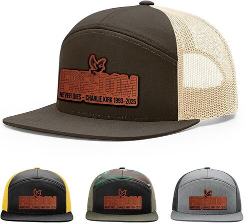 Freedom Never dies Charlie kirk 1993-2025 Hat, Justice for Charlie Kirk Hat, 168 Style Trucker Leather Patch Hat for Men & Women, 7 Panel Baseball Cap with Snapback Enclosure in Saudi Arabia