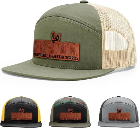 Freedom Never dies Charlie kirk 1993-2025 Hat, Justice for Charlie Kirk Hat, 168 Style Trucker Leather Patch Hat for Men & Women, 7 Panel Baseball Cap with Snapback Enclosure in Saudi Arabia