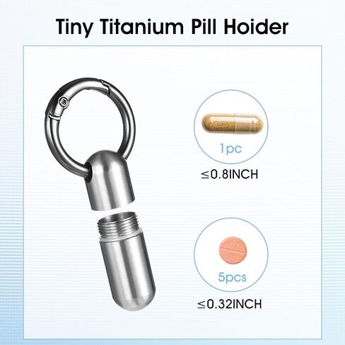 Small Keychain Pill Holder Stainless Steel Waterproof Container Tiny Portable Pill Case Organizer for Travel Purse Pocket Mental Box with Keyring for Outdoor Camping(2 Compartment) in Saudi Arabia