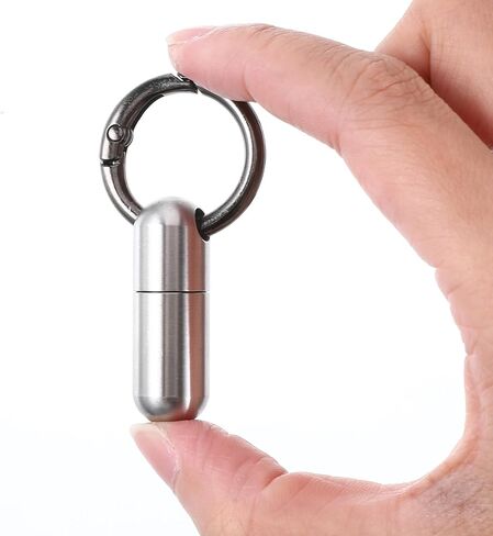 Small Keychain Pill Holder Stainless Steel Waterproof Container Tiny Portable Pill Case Organizer for Travel Purse Pocket Mental Box with Keyring for Outdoor Camping(2 Compartment) in Saudi Arabia