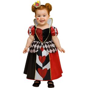 Toddler Heart Queen Costume - Kids Red, Black & White Princess Dress with Crown Headband for Halloween in Kuwait