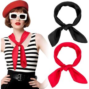 2 Pcs Black Red Neck Scarf Silk Feeling Neck Scarf for Women 26.4 Inch Satin Stylish Scarves Square Scarfs Handbag Accessories for Halloween Costume in Saudi Arabia