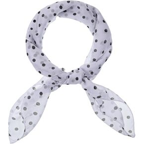 Chiffon Scarf Square Neck Scarf Black and White Polka Dot Bandana Square Handkerchief 1950s Vintage Bow Headband Head Scarves Bandana Headband Satin Scarves for Women and Girls, 65 x 65 cm in Saudi Arabia