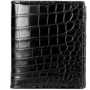 Luxury Genuine Crocodile Leather Alligator Belly Skin Bifold Wallet Men's Short Wallet Purses Card Holder (Crocodile Belly Black) in Kuwait