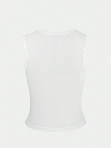 Milumia Women's Button Down Ribbed Knit Tank Top Crewneck Sleeveless Fitted Crop Tops in Saudi Arabia