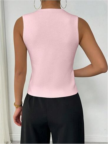 Verdusa Women's Old Money Clothes Button Down Sleeveless Sweater Vest Trendy Elegant Fitted Knit Tank Top in Saudi Arabia