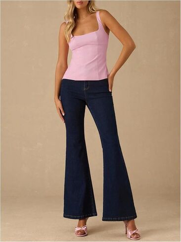 SHENHE Women's Bow Open Back Coquette Top Sleeveless Square Neck Cut Out Tank Tops in Saudi Arabia