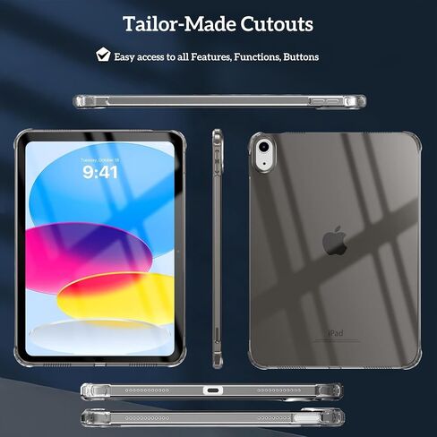 حالة لـ iPad (A16) الجيل الحادي عشر 11 بوصة (2025) ، الجيل العاشر 10.9 بوصة (2022) ، TPU خفيفة الوزن ورقيقة ، مع واقي مصد الهواء ، مضاد للخلع ، مقاوم للأثر المقاوم للصدمة ، واضحة ، واضحة in Kuwait