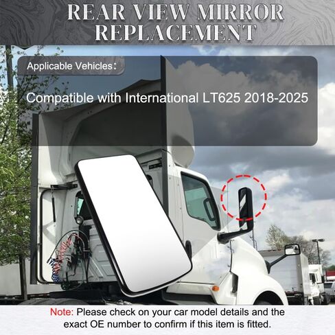 Riloer Exterior Side Mirror Glass, 1 PC Upper Side Door Heated Mirror Replacement, Compatible with International LT625 2018-2025 (Left or Right) in Saudi Arabia
