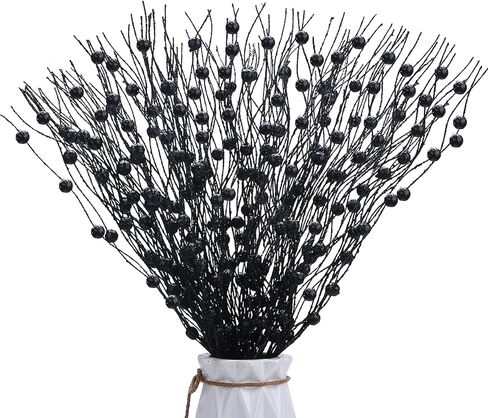 10Pcs Artificial Glitter Berry Stems, White Christmas Decoration Twisted Glittery Twigs, Christmas Tree Picks, Branches for Xmas Decor Small Vase Holiday Wedding Party (15.8 Inch) in Kuwait