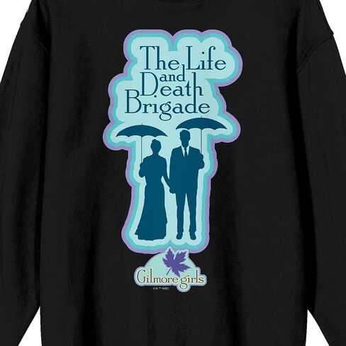 Bioworld Gilmore Girls The Life and Death Brigade, Man and Woman with umbrella Silhouette, Black Long Sleeve Adult crew neck in Saudi Arabia