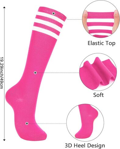Century Star 3 Pairs Striped Knee High Tube Socks for Women Casual Long Stockings in Kuwait