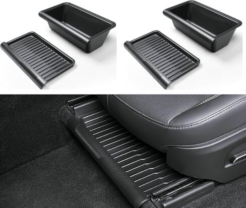 2PCS for 2025-2026 Model Y Juniper Front Under Seat Storage Box with Lid,Hidden Organizer Tray Under Seat Bins Cover for Tesla 2026 Model Y Juniper Interior Accessories (Front Seat) in Saudi Arabia