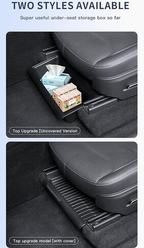 2PCS for 2025-2026 Model Y Juniper Front Under Seat Storage Box with Lid,Hidden Organizer Tray Under Seat Bins Cover for Tesla 2026 Model Y Juniper Interior Accessories (Front Seat) in Saudi Arabia