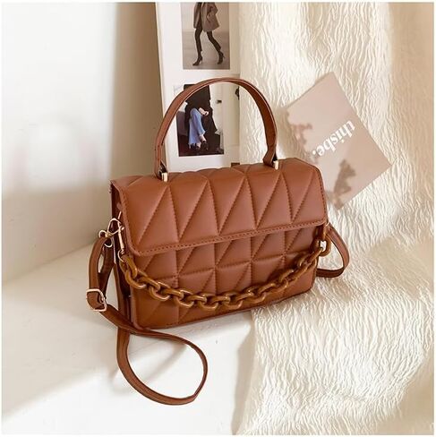 1pc Vintage Style Crossbody Bag for Women - Leather Chain Shoulder Handbag with Adjustable Strap, Snap Closure for Outdoor in Saudi Arabia