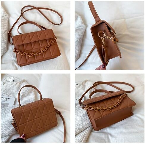 1pc Vintage Style Crossbody Bag for Women - Leather Chain Shoulder Handbag with Adjustable Strap, Snap Closure for Outdoor in Saudi Arabia