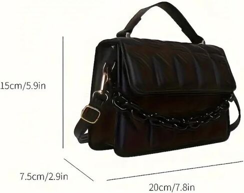 1pc Vintage Style Crossbody Bag for Women - Leather Chain Shoulder Handbag with Adjustable Strap, Snap Closure for Outdoor in Saudi Arabia