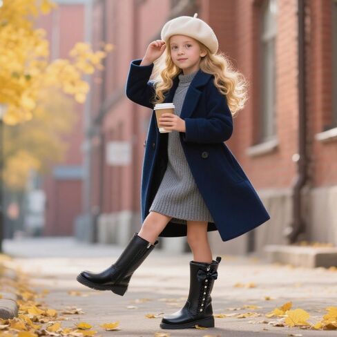 kkdom Girls' Knee High Riding Boots Cute Bow Riding Boots Non Slip Side Zipper Boots Fur Lined Tall Waterproof Winter Boots in Saudi Arabia