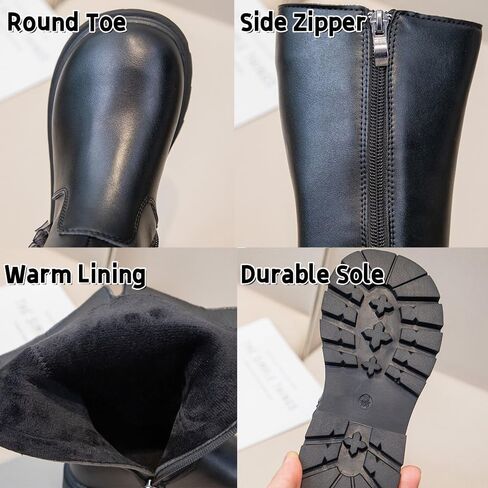 kkdom Girls' Knee High Riding Boots Cute Bow Riding Boots Non Slip Side Zipper Boots Fur Lined Tall Waterproof Winter Boots in Saudi Arabia