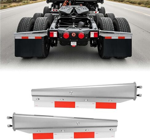 VEVOR Chrome Straight Spring Loaded Mud Flap Hangers, 2-1/2" Bolt Spacing Mudflap Hangers for Semi Trucks, 1 Pair Heavy Duty Semi Truck Mud Flap Hanger Set with Aluminum Reflective Plates, Silver in Saudi Arabia