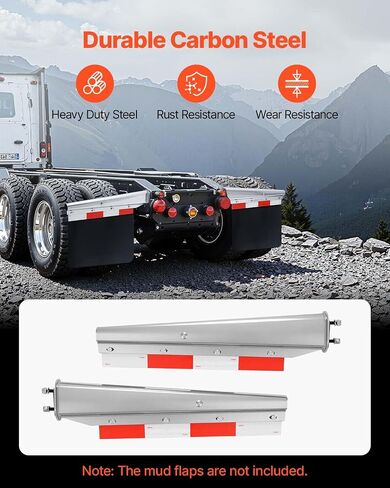 VEVOR Chrome Straight Spring Loaded Mud Flap Hangers, 2-1/2" Bolt Spacing Mudflap Hangers for Semi Trucks, 1 Pair Heavy Duty Semi Truck Mud Flap Hanger Set with Aluminum Reflective Plates, Silver in Saudi Arabia