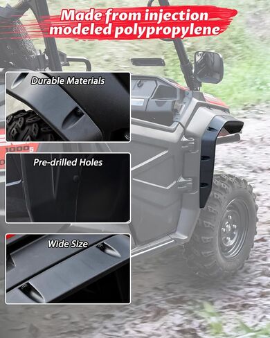 SAUTVS Front Fender Flares Compatible with Honda Pioneer 1000-3 1000-5 1000-6 2016-2025 Accessories, Extended Wider Front Mud Guards Mud Flaps, Easy Installation, Full Protection in Saudi Arabia