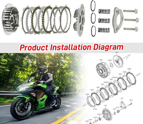 طقم القابض متوافق مع كاواساكي نينجا 400 EX400 Z400 ER400 2018-2024 OEM #13087-0585 13187-0033 in Saudi Arabia