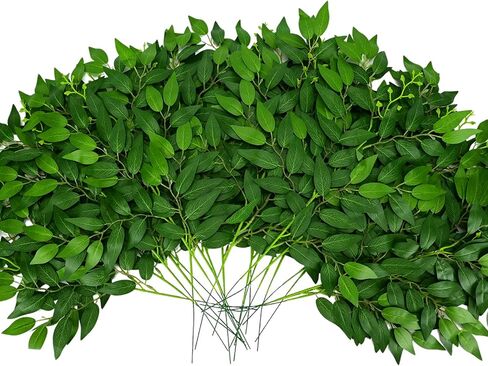 Artificial Italian Ruscus Greenery Stems, Faux Green Leaf Garland Branches Hanging Greenery Spray for Wedding Bouquet,Arch,Table Centerpieces， Balloon Arch and Home Decor (24) in Saudi Arabia