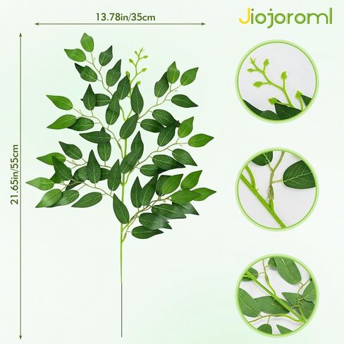 Artificial Italian Ruscus Greenery Stems, Faux Green Leaf Garland Branches Hanging Greenery Spray for Wedding Bouquet,Arch,Table Centerpieces， Balloon Arch and Home Decor (24) in Saudi Arabia