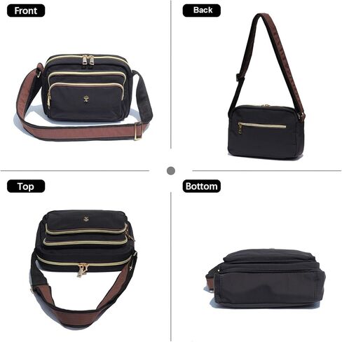 ESVAN Triple Zip Crossbody Bags for Women Fashion Ladies Purse Multi-Pocket Handbags Messenger Shoulder Bag in Kuwait