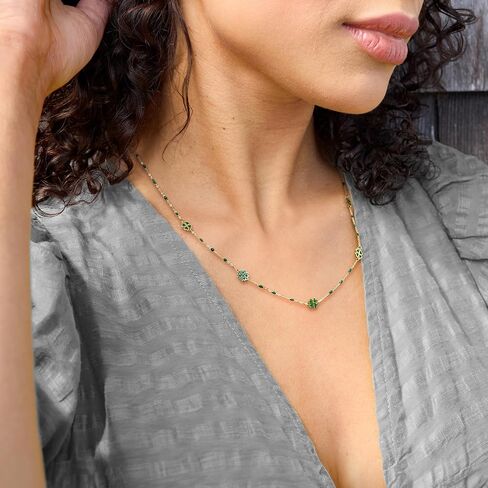 Ross-Simons Italian Green Enamel Clover Station Necklace in 14kt Yellow Gold. 18 inches in Saudi Arabia
