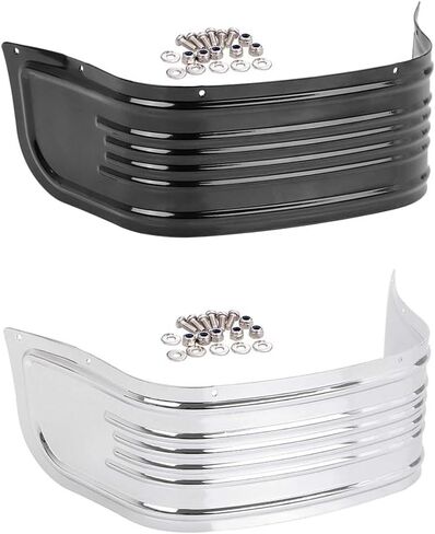 MACHSWON Front Fender Skirt Trim, Front Ribbed Fender Trim Skirt, 1980-2013 Compatible with Harley Touring Road King Electra Street Glide, Chrome Silver in Saudi Arabia