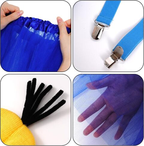 baotongle 5 Pcs Halloween Costumes for Adult Women Girls Yellow Beanie Tutu Goggles Gloves Suspenders Cosplay Party Dress Set in Saudi Arabia