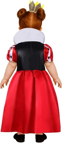 Toddler Heart Queen Costume - Kids Red, Black & White Princess Dress with Crown Headband for Halloween in Kuwait