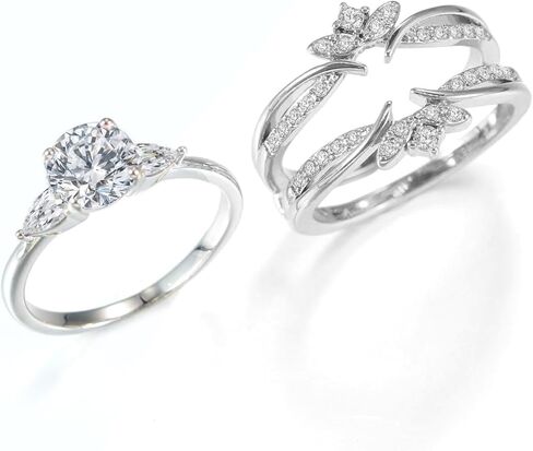 مجموعات خاتم الزفاف الفاخرة للنساء 1.5CT جولة AAAAA تشيكوسلوفاكيا الذهب الأبيض مطلي خاتم الخطوبة التنغستن خاتم الزواج in Kuwait