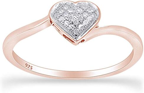 Jewel Zone US White Natural Diamond Heart Promise Ring in14k Gold Over Sterling Silver (0.01 Cttw) in Saudi Arabia