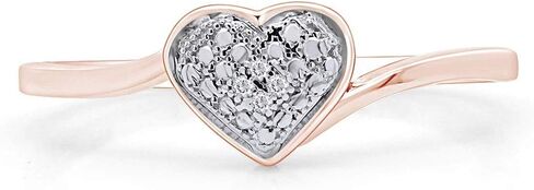 Jewel Zone US White Natural Diamond Heart Promise Ring in14k Gold Over Sterling Silver (0.01 Cttw) in Saudi Arabia