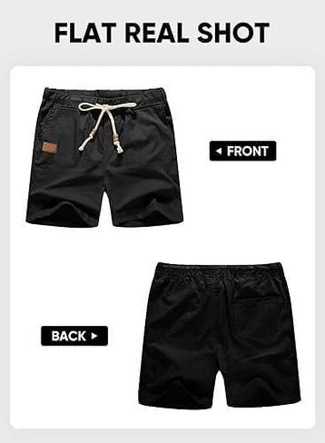 Mens Casual 5"/ 7" Cotton Linen Shorts - Elastic Waist Drawstring Summer Beach Shorts with Pockets in Saudi Arabia