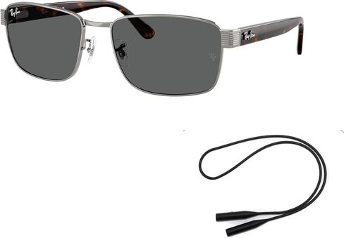 Ray-Ban RB3750 Sunglasses Bundle: RB 3750 004/B1 Gunmetal/Dark Grey Crystal Standard and Universal Anti-slip Silicone Leash in Saudi Arabia