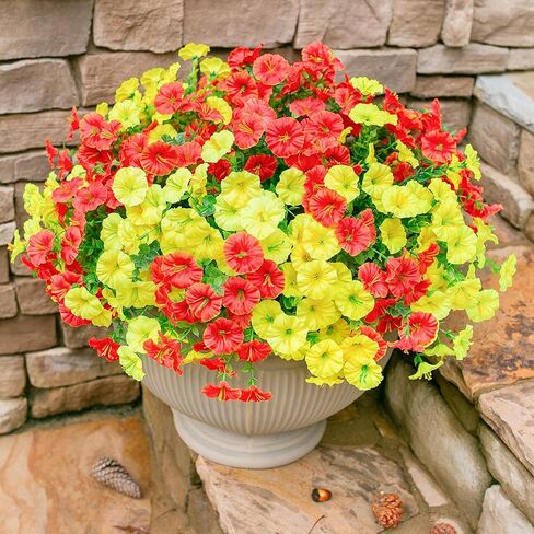 Artificial Plants for Outdoors Outside Spring Summer Decoration, 12 Bundles Faux Eucalyptus Leaves Stems Bulk Fake Greenery Branches Look Real UV Resistant for Home Porch Patio Planter Yard in Kuwait