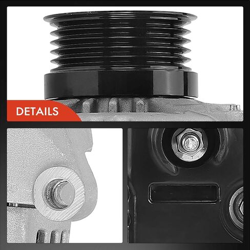 A-Premium Alternator Compatible with Fiat 500 2012-2017 1.4L, 12V 120A 5-Groove Pulley Clockwise, Replace# 104210-1750, TN104210-1750 in Saudi Arabia