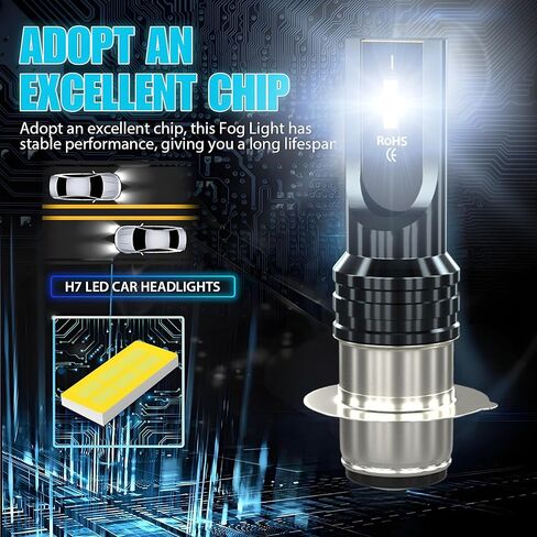 H6 H6M Motorcycle ATV Bulbs Fit For Yamaha Grizzly 125 350 400 450 660 (2002-2008), H6M P15D Motorcycle ATV Bulbs High Low Beam,Super Bright 6000LM 6000K White,Plug and Play(Pack of 2) in Saudi Arabia