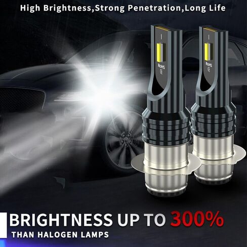 H6 H6M Motorcycle ATV Bulbs Fit For Yamaha Grizzly 125 350 400 450 660 (2002-2008), H6M P15D Motorcycle ATV Bulbs High Low Beam,Super Bright 6000LM 6000K White,Plug and Play(Pack of 2) in Saudi Arabia