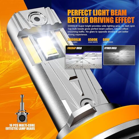 مصابيح H1 مطورة، مصابيح ضباب سطوع 26000LM 6500K مع مروحة تبريد، تصميم 1:1، IP68، التوصيل والتشغيل، حزمة من 2 (H1) in Saudi Arabia